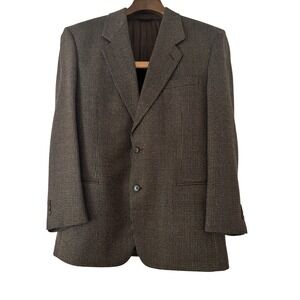 Riserva Men Houndstooth Wool Blazer Jacket - Brown, Classic Fit, Business Casual